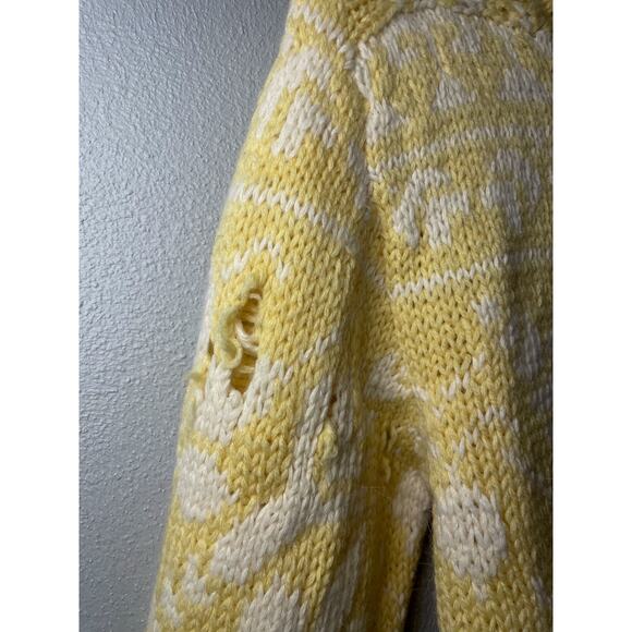 Vintage 80s Girls Junior's 16 Obermeyer Wool Yellow Ski Sweater - Picture 5 of 13